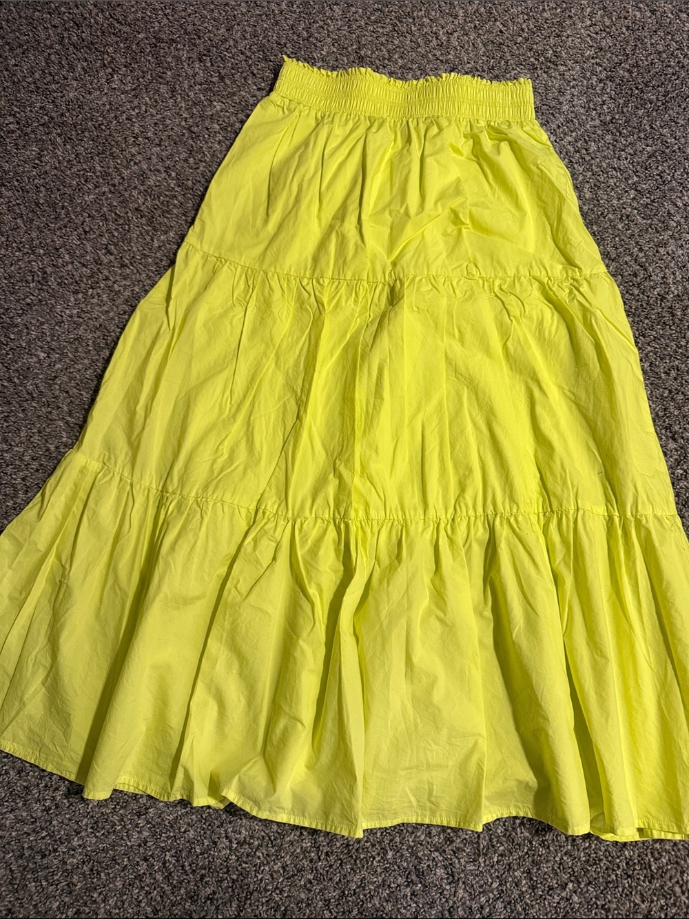 Skies Are Blue Neon Yellow Tiered Maxi Skirt